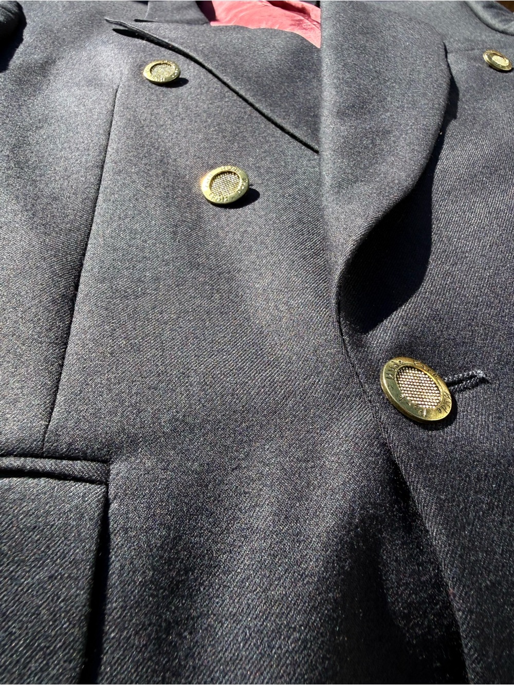 VTG Hyde Park Moores Navy Double Breasted Blazer 42R 100% Wool Union Made Canada